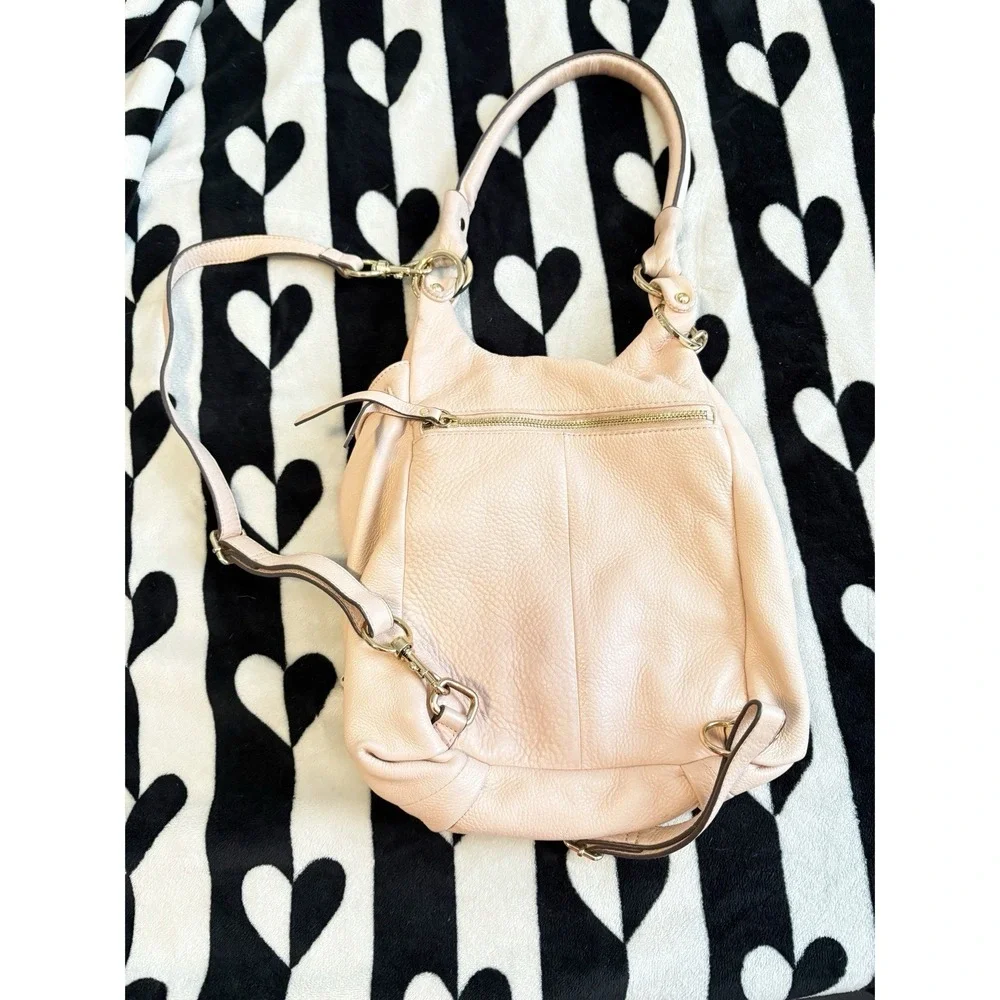 G.I.L.I Blush Pink Leather‎ Convertible Backpack